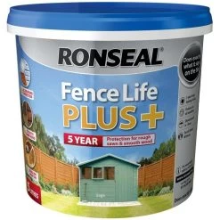 Ronseal 5 Litre Sage Green Fence Life Plus Paint