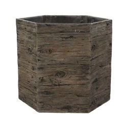 Woodlodge 34cm Driftwood Hexagon Resin Pot