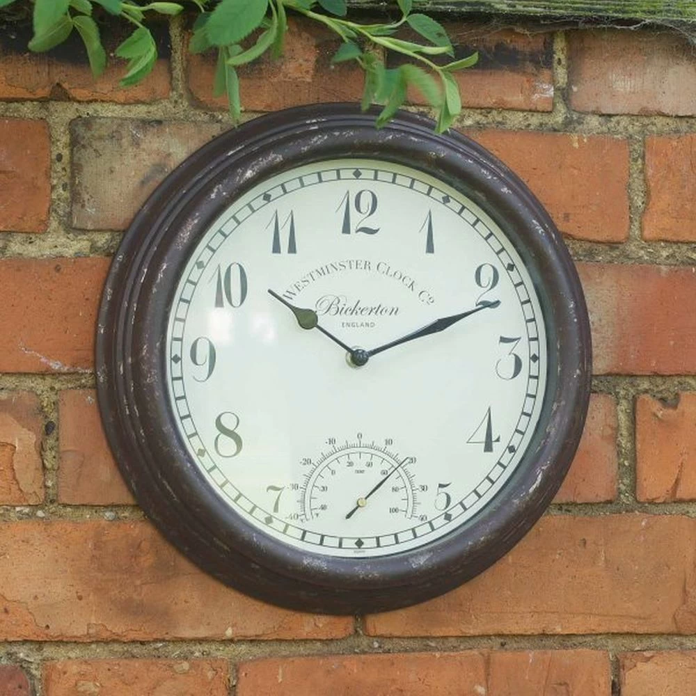 Outside In 12" Bickerton Wall Clock & Thermometer 4 Outside In 12" Bickerton Wall Clock & Thermometer - Image 2