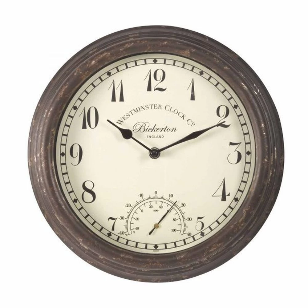 Outside In 12" Bickerton Wall Clock & Thermometer 3 Outside In 12" Bickerton Wall Clock & Thermometer