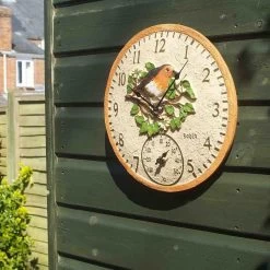 Outside In 12" Robin Wall Clock & Thermometer 8 Outside In 12" Robin Wall Clock & Thermometer -Primus Store 5050642006347 3