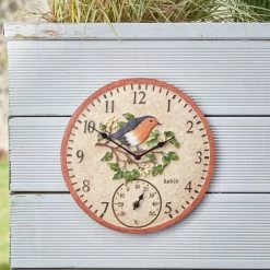 Outside In 12" Robin Wall Clock & Thermometer 9 Outside In 12" Robin Wall Clock & Thermometer -Primus Store 5050642006347 4