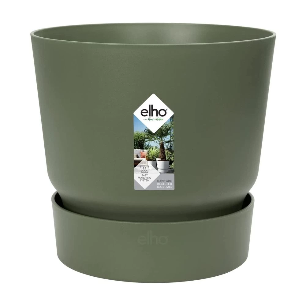 Elho 25cm Leaf Green Greenville Round Planter 3 Elho 25cm Leaf Green Greenville Round Planter
