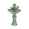 Lumineo 67cm Green Ceramic Two-Tier Bird Basin Water Fountain 2 Lumineo 67cm Green Ceramic Two-Tier Bird Basin Water Fountain -Primus Store 8720093393330